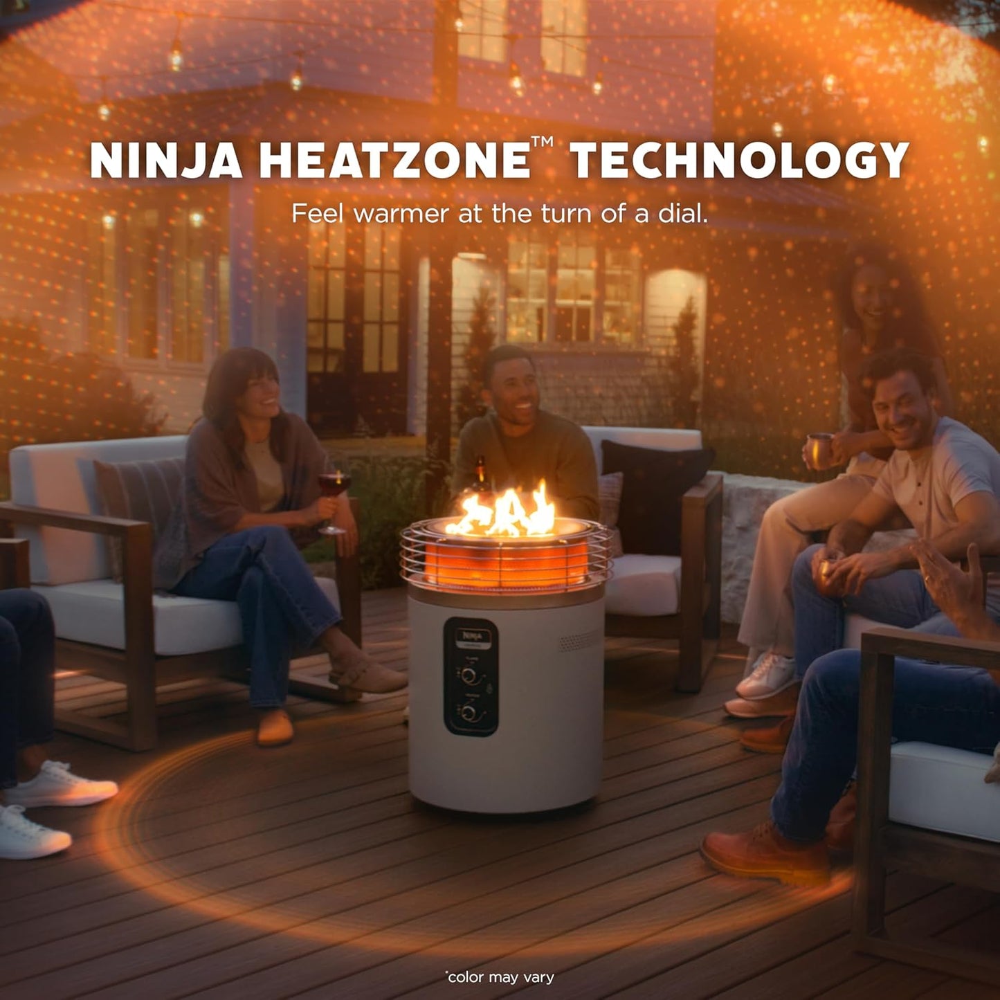 Ninja Fireside360 OF101C Smokeless Outdoor Fire Pit & Patio Heater, 80,000 BTU Propane Heater with Flame & Heat Modes