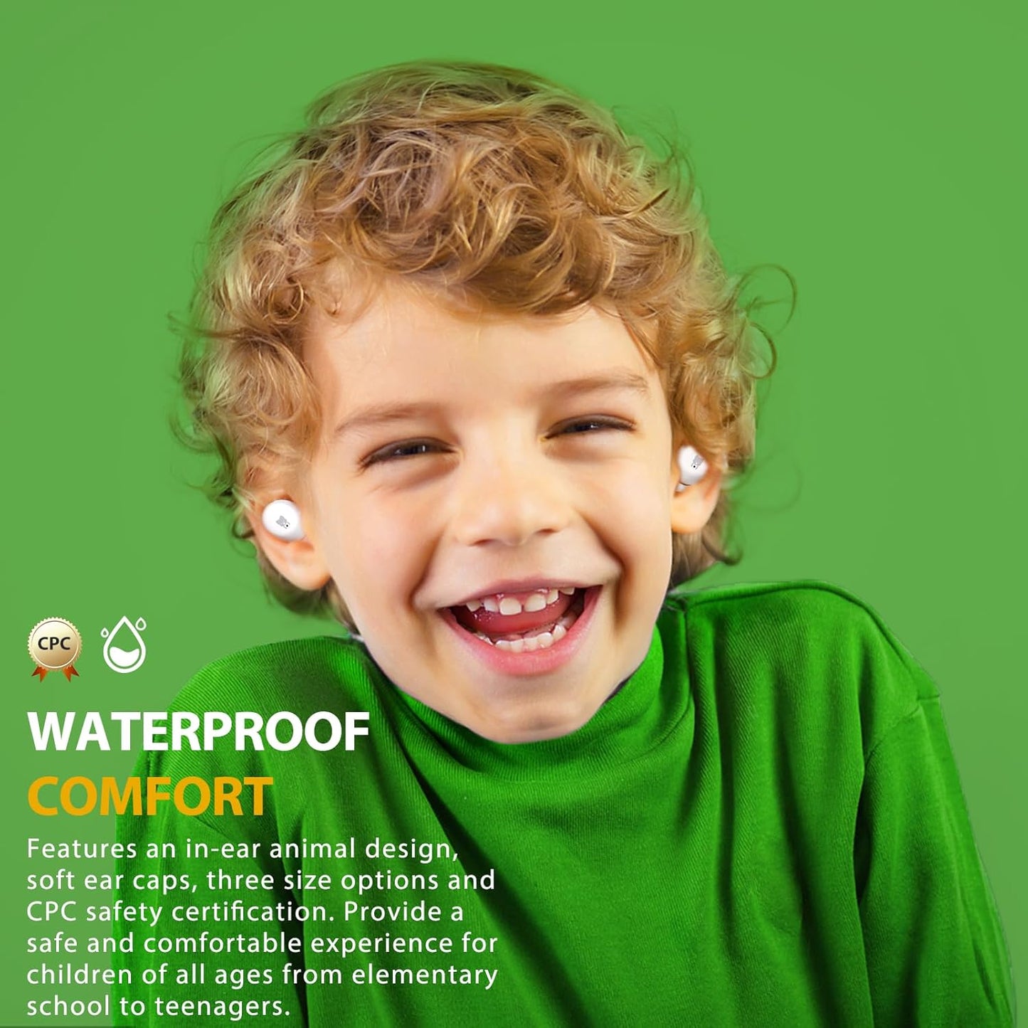 Kids Wireless Earbuds with 85dB Volume Limit, Bluetooth 5.3 & 30H Playtime (FROG)