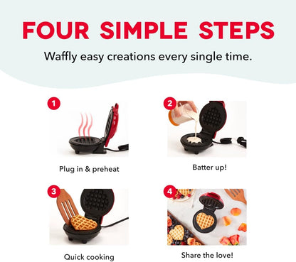 Dash Heart Mini Waffle Maker - Red