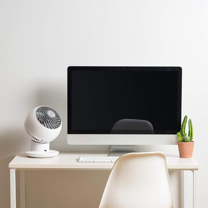 WOOZOO Desk Fan with Remote, Oscillating Table Air Circulator, 5 Speeds, 82ft Max Air Distance, Adjustable Tilt, Low Noise Motor, Small Fan for Bedroom, Office, Dorm, White