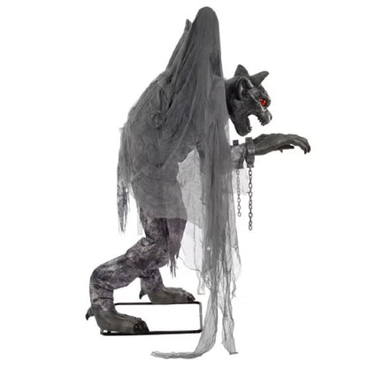 7.3 ft Animated Grim Stone Gargoyle Halloween Decoration