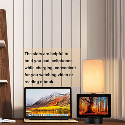 Bedside Table Lamp Set (2-Pack) with USB Ports & AC Outlet