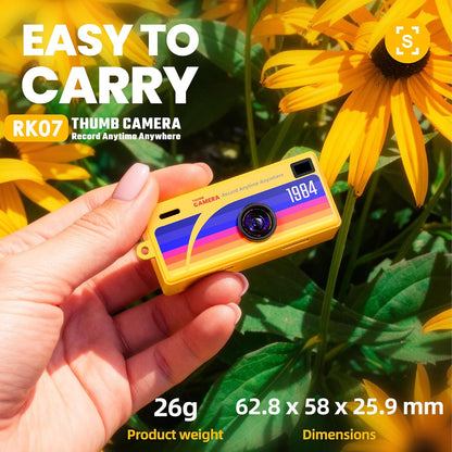 Mini Retro Digital Camera with 32GB SD Card, 1080P HD Keychain Camera - Orange