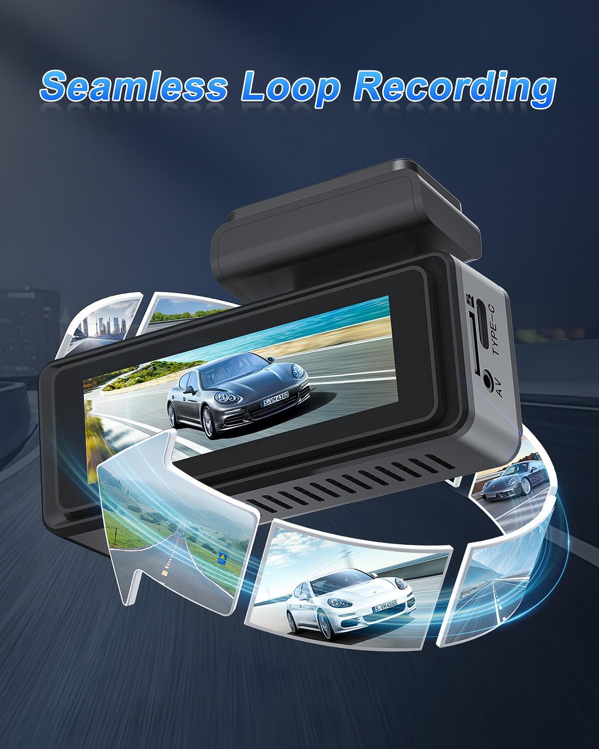 4K Front and Rear Dash Cam with WiFi & 64GB Card, 4K+1080P Car Camera, App-Controlled DashCam with 2.99" Screen, 24-Hour Parking Monitor & G-Sensor