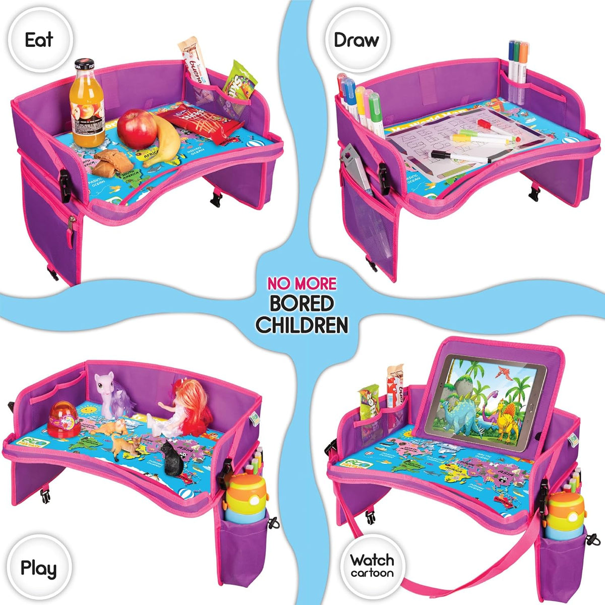 Toddler & Kids Travel Tray for Car Seats and Airplanes - Essential Lap Desk for Road Trips and Activities