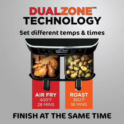 Ninja Foodi 10-qt. 6-in-1 DualZone XL Air Fryer, 2 Independent Baskets, Black, DZ302C (Canadian Version)