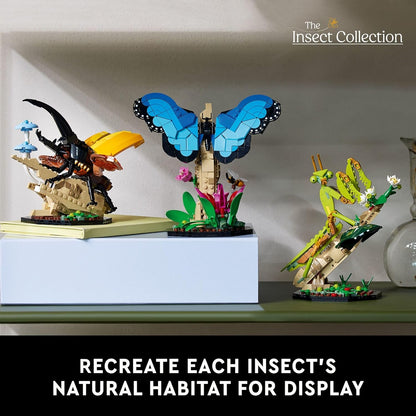 LEGO Ideas The Insect Collection, Fun Gift for Nature Lovers, with Life-Size Blue Morpho Butterfly, Hercules Beetle and Chinese Mantis Display Models, Bug Building Set and Nature Décor