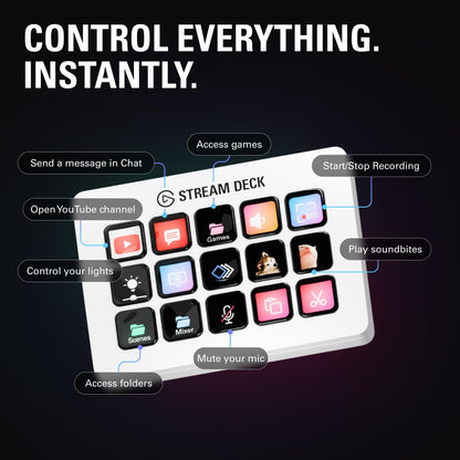 Stream Deck MK.2 White – 15-Key Macro Studio Controller for Streaming & Content Creation
