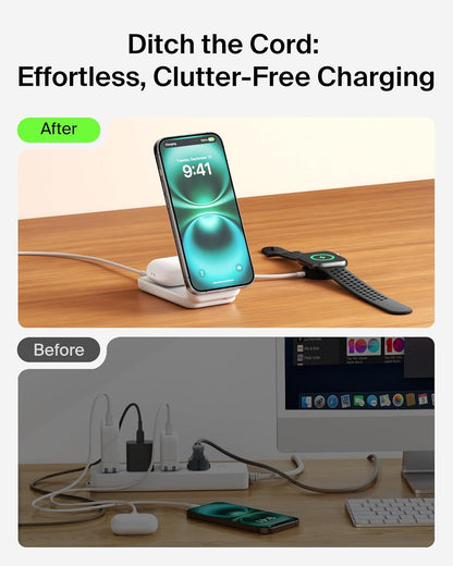 Belkin Qi2 2-in-1 MagSafe Wireless Charging Station 25W with 45W Adapter – White