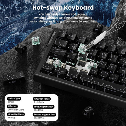 X68 HE 8000Hz Rapid Trigger Magnetic Gaming Keyboard – 0.01mm RT, RGB, 60% - Black Contours