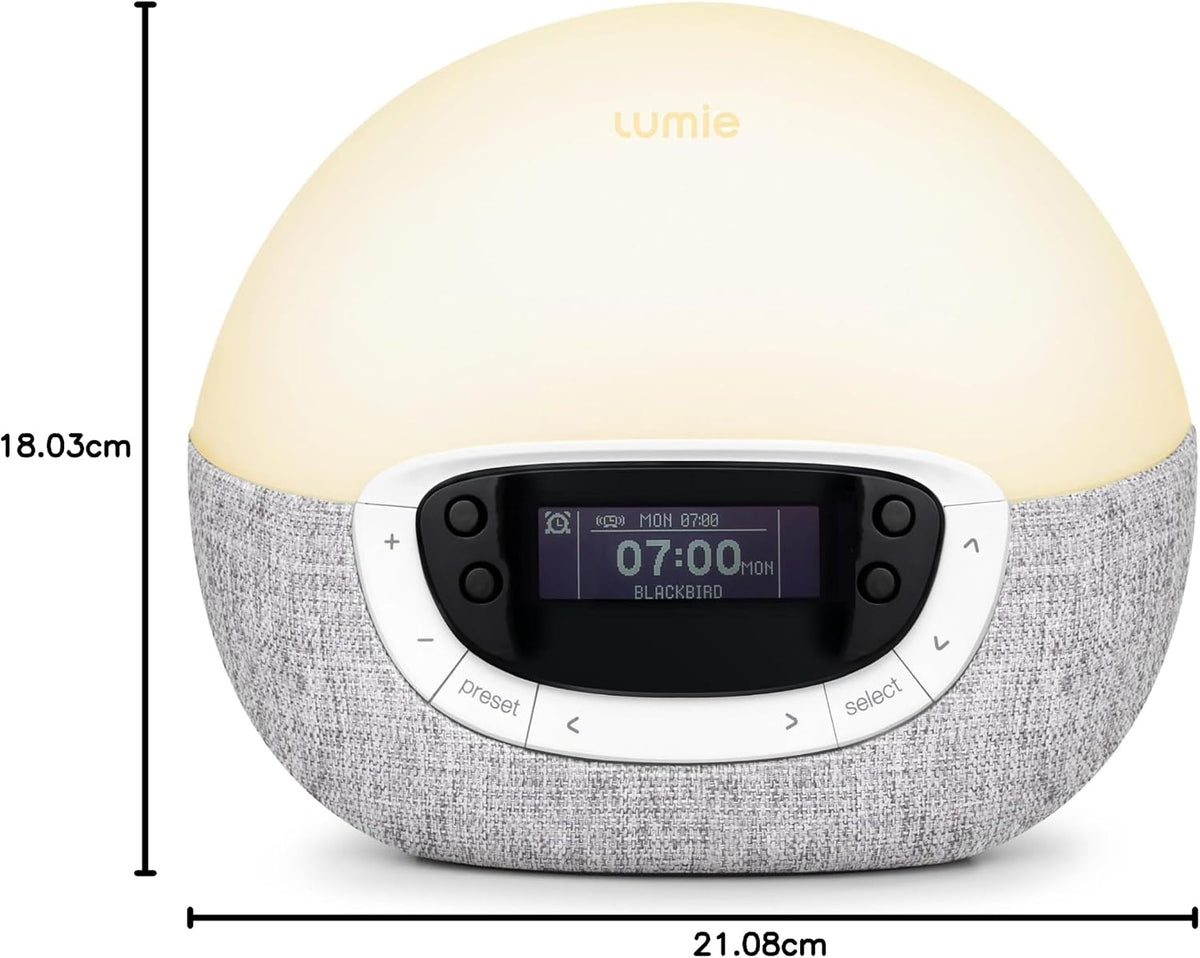 Lumie Bodyclock Shine 300 Sunrise Alarm Clock with Sunset, FM Radio & Reading Light