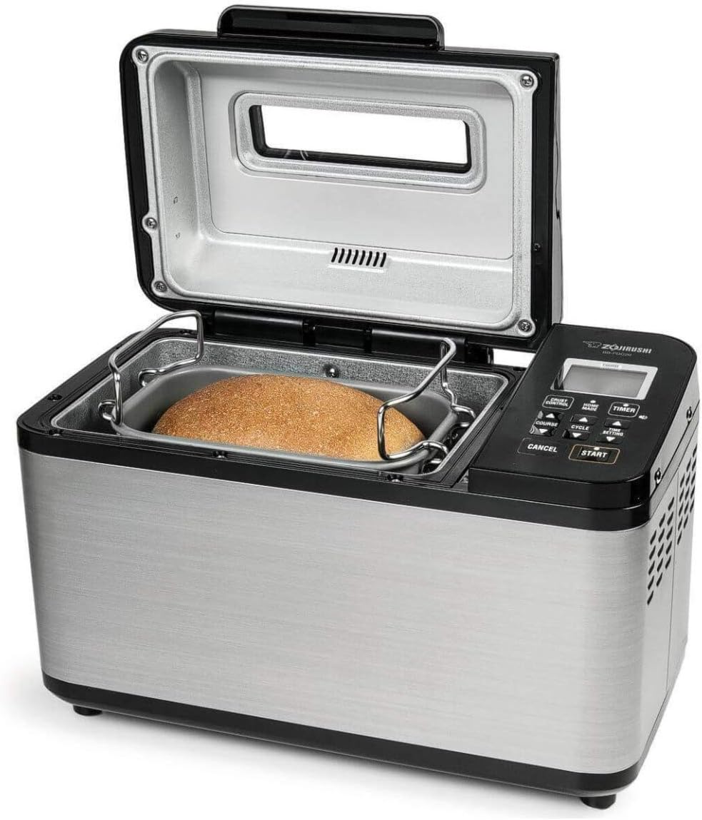 ZOJI BB-PDC20BA Home Bakery Virtuoso Plus Breadmaker, 2 lb. loaf of bread, Stainless Steel / Black