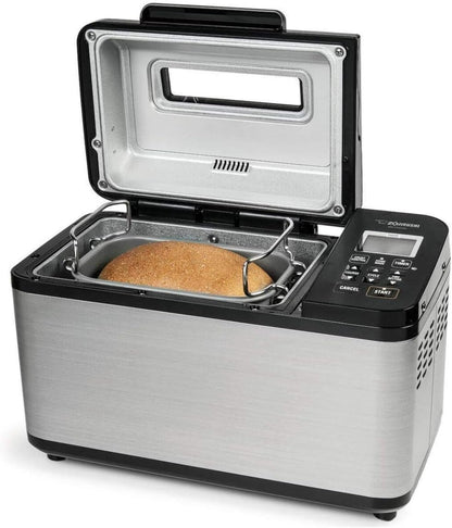 ZOJI BB-PDC20BA Home Bakery Virtuoso Plus Breadmaker, 2 lb. loaf of bread, Stainless Steel / Black