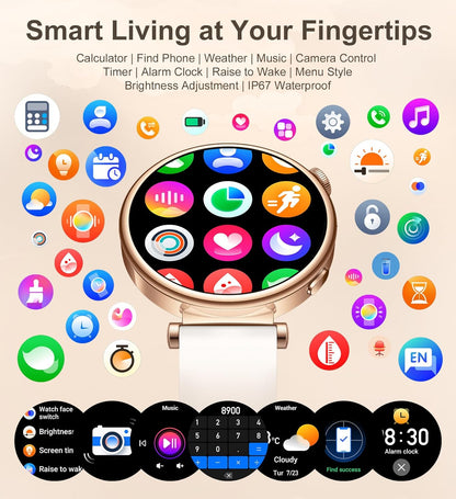 Women’s Smart Watch with Bluetooth Calling – 1.27" Touchscreen Fitness Tracker, 100+ Sports Modes, Health Monitor, Waterproof, for iOS & Android