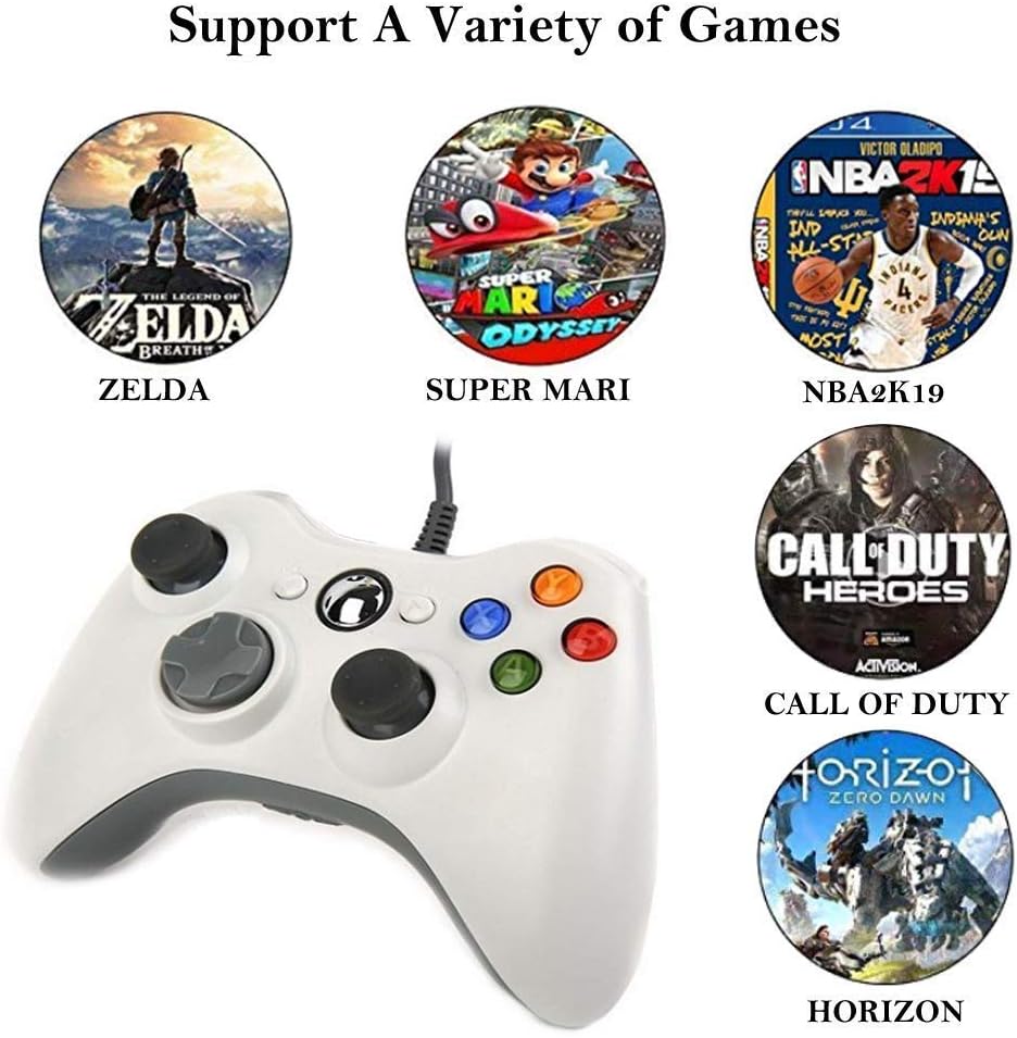 Reiso Xbox 360 Wired Controller 2-Pack – USB Gamepad for Xbox 360 & PC