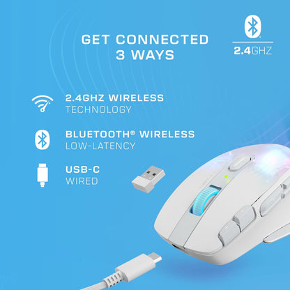 Kone XP Air Wireless Ergonomic RGB Gaming Mouse, Bluetooth, 19K DPI Optical Sensor, 100-hour Battery & Charging Dock, 29 Programmable Inputs, 4D Wheel