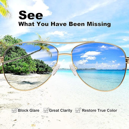 CARFIA Polarized Womens Sunglasses UV Protection Classic Pilot Sun Glasses Nickel-free Safety Metal Frame CA3216