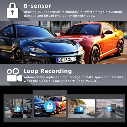 ULTRENDS 4K Dual Dash Cam Front and Rear with 1.47" Display, Wi-Fi Car Camera with 64GB Card, G-Sensor, App Control, and 24H Parking Monitor