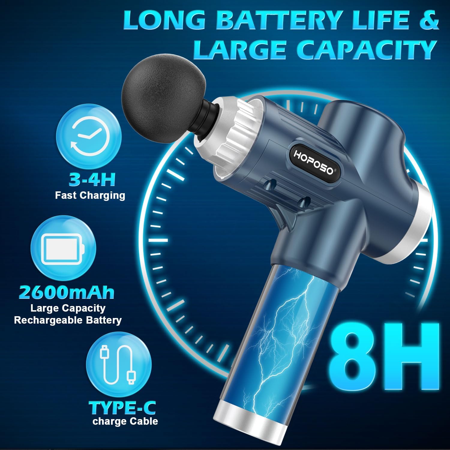 Massage Gun Powerful Portable Sports Massage Gun with 30 Speeds 8 Massager Heads, High Speed Quiet Motor Massager Gun, LCD Screen, Carry Case, Gift for Men Women