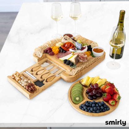 Charcuterie Board Gift Set: Large Bamboo Cheese Board - Unique Mother's Day, Housewarming, Wedding, Bridal Shower Present