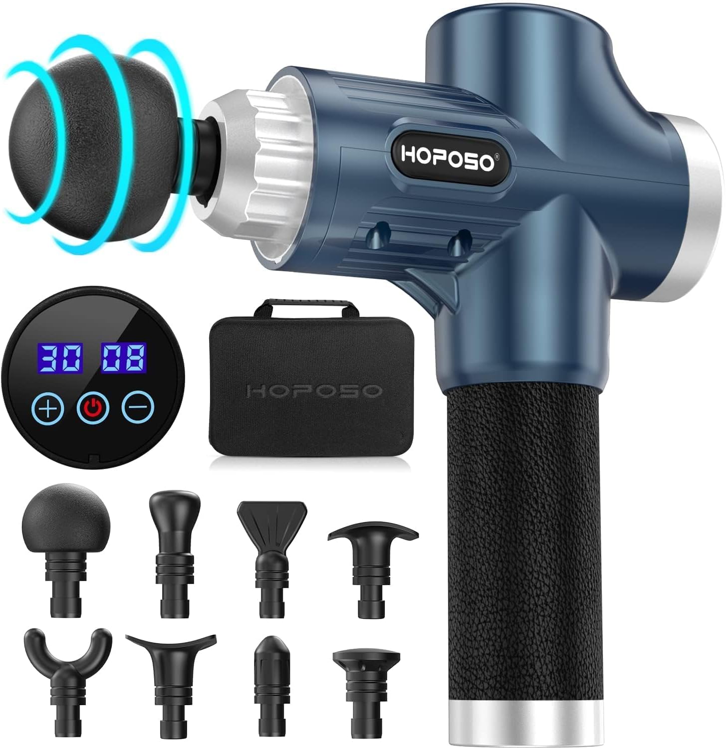 Massage Gun Powerful Portable Sports Massage Gun with 30 Speeds 8 Massager Heads, High Speed Quiet Motor Massager Gun, LCD Screen, Carry Case, Gift for Men Women