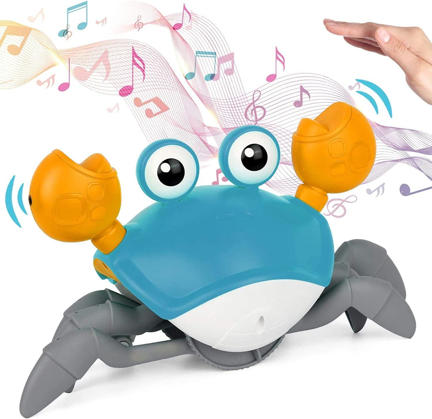 Interactive Crawling Crab Baby Toy - Electronic Light-Up with Music, Perfect for Boys and Girls Learning (Blue)
