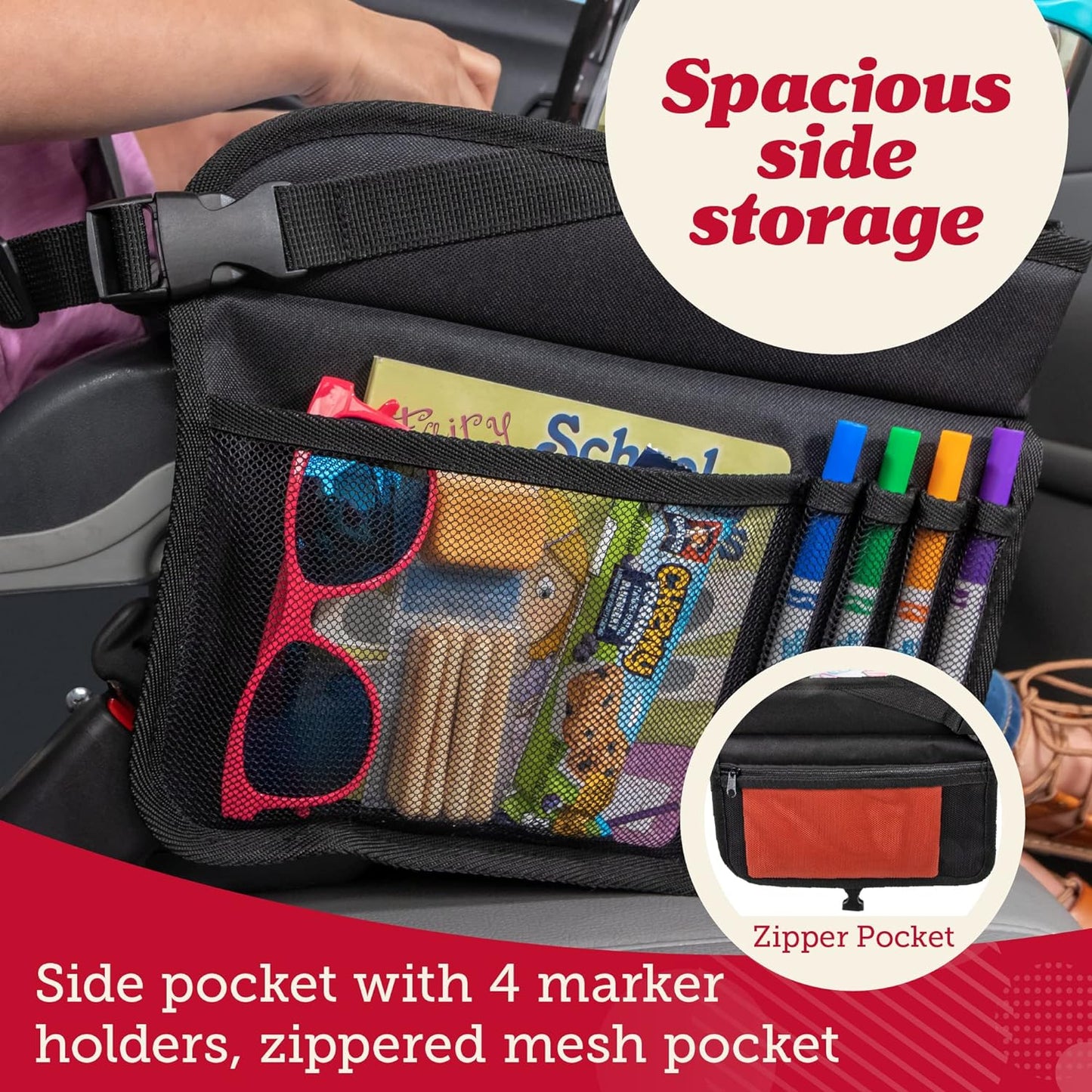 Toddler & Kids Travel Tray for Car Seats and Airplanes - Essential Lap Desk for Road Trips and Activities (Black)