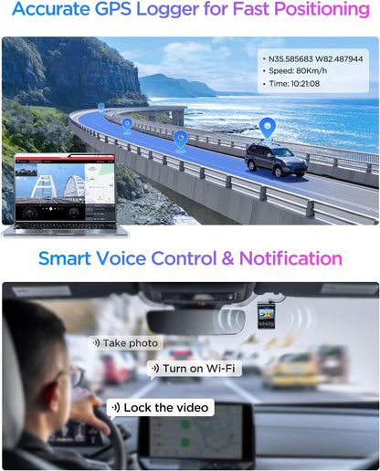 VIOFO A329S 4K 60FPS Front & 2K Rear Dash Cam, Dual STARVIS 2 Sensors, Wi-Fi 6, GPS, Voice Control, HDR Parking Mode, Supports 4TB SSD