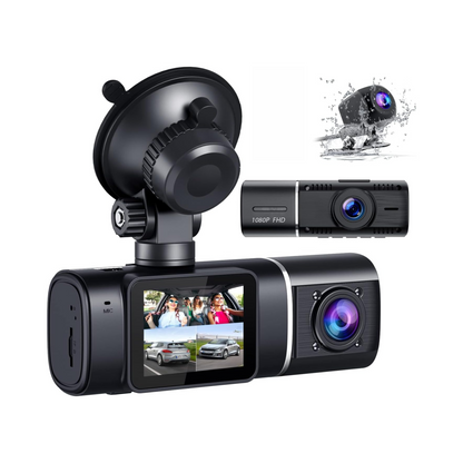3-Channel Dash Cam with IR Night Vision and 64GB SD Card