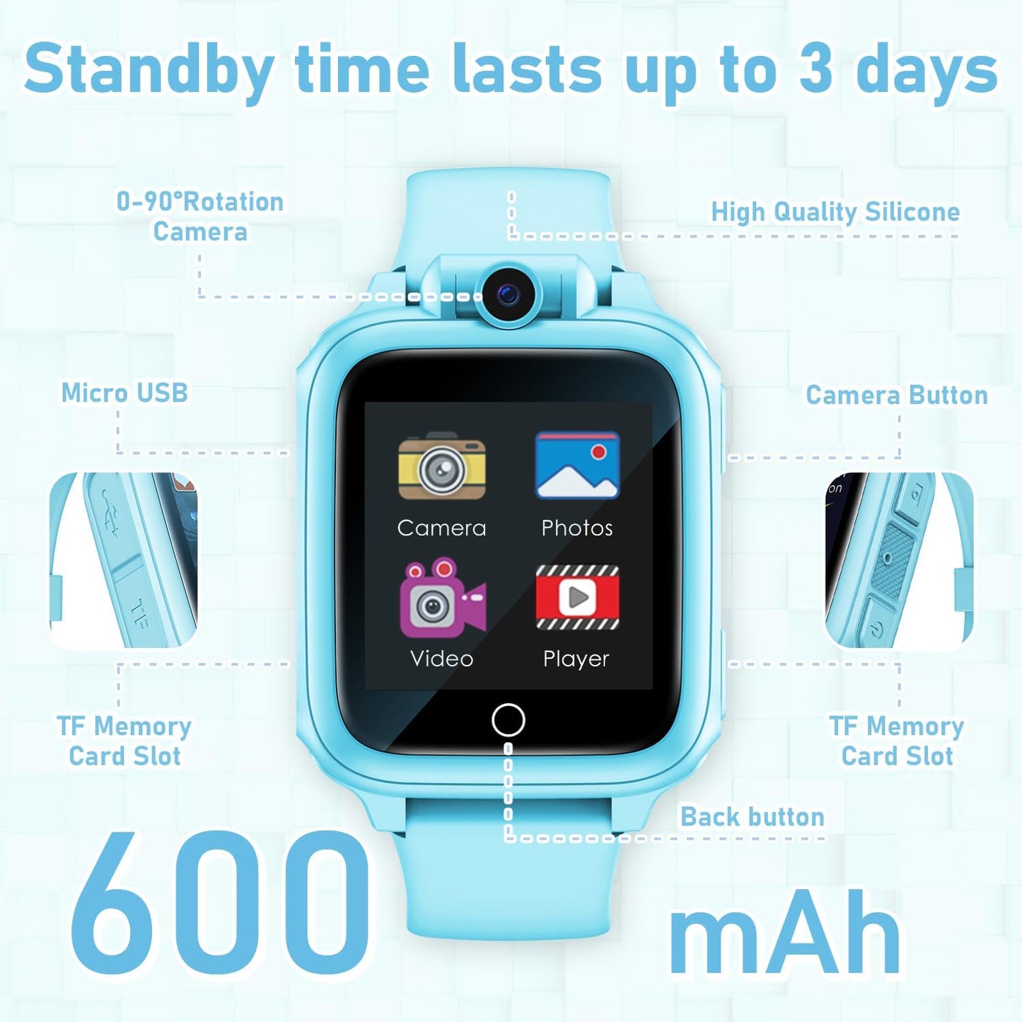 Kids Smart Watch with 26 Games, Camera, Video Recorder, Music, Alarm, Calculator, Calendar, Flashlight, Stopwatch, and Pedometer – Fun Birthday Gift for Girls Ages 4-16 (Purple)