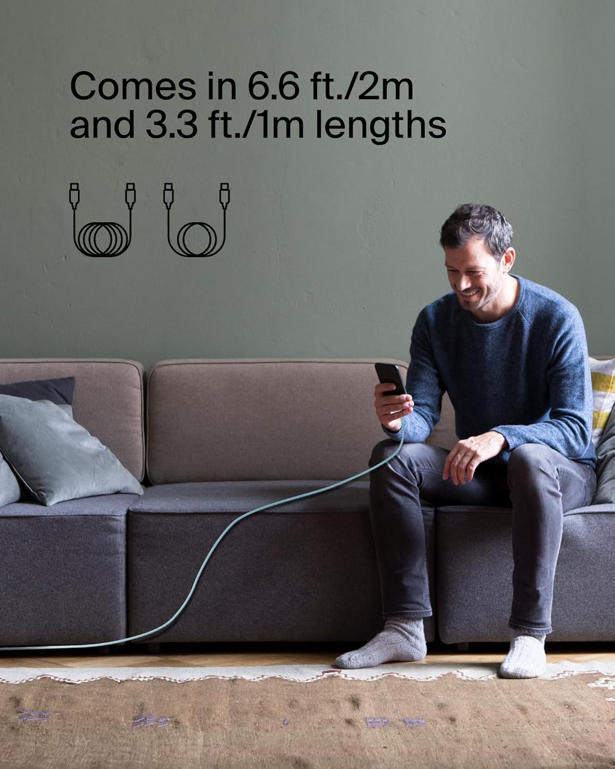 Belkin BoostCharge Braided USB-C to USB-C Cable 60W Fast Charge – 1M Blue