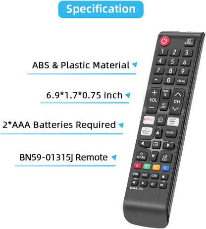 Samsung Smart TV Replacement Remote with Apps BN59-01315J