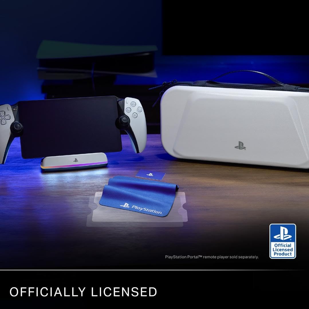 Charging Station for PlayStation Portal™ Remote Player with Lumectra™, RGB lighting, USB powered, magnetic charger, charge and display, weighted base, officially licensed