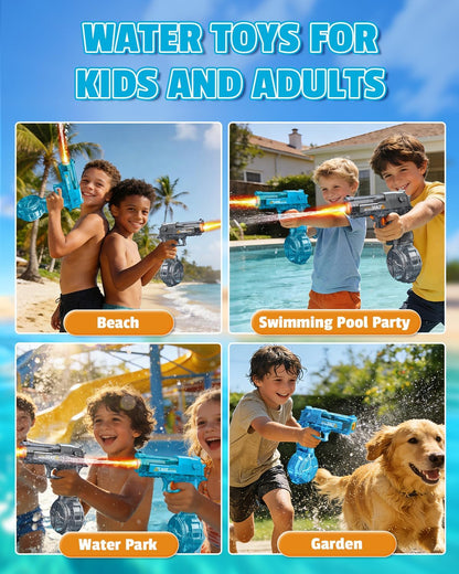 2-Pack Electric Water Guns with LED Lights & Rechargeable Batteries