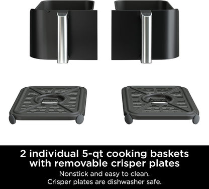 Ninja Foodi 10-qt. 6-in-1 DualZone XL Air Fryer, 2 Independent Baskets, Black, DZ302C (Canadian Version)