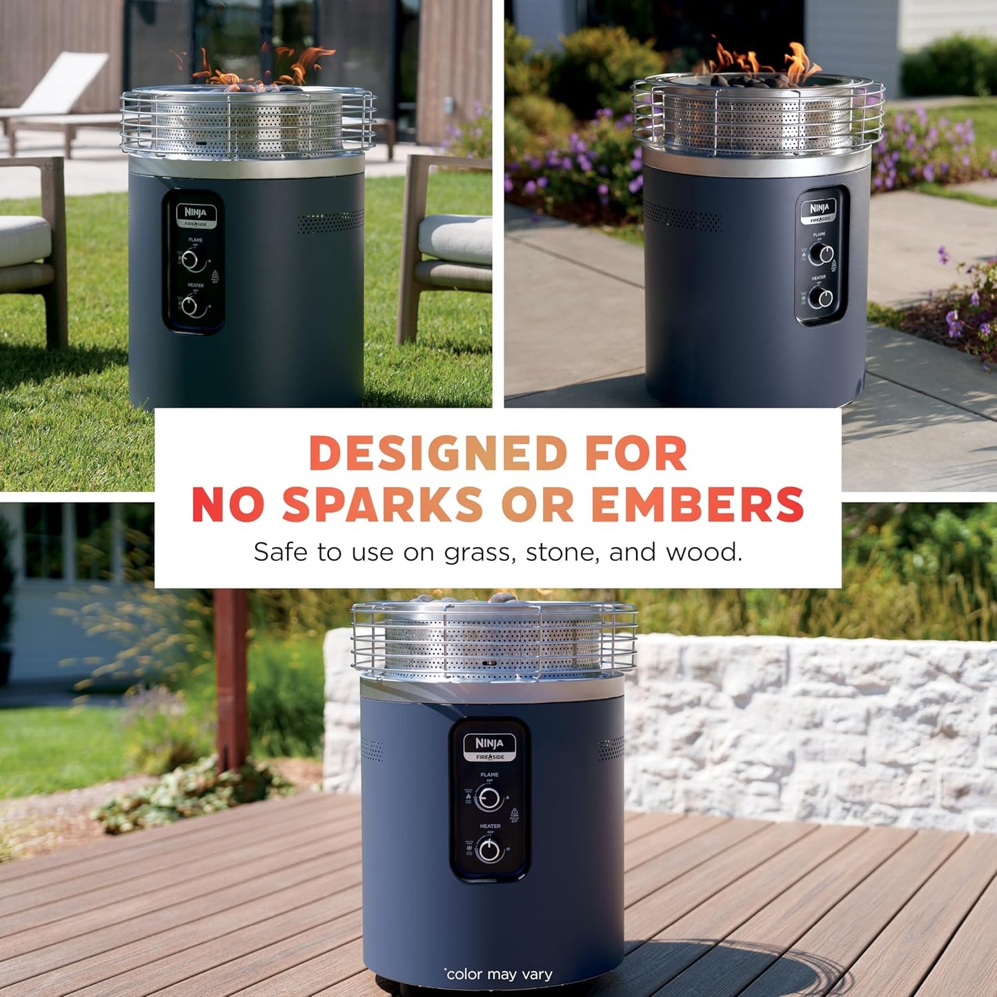Ninja Fireside360 OF101C Smokeless Outdoor Fire Pit & Patio Heater, 80,000 BTU Propane Heater with Flame & Heat Modes