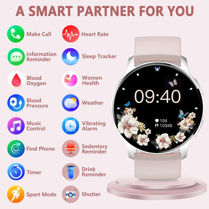 HER Luxury Smart Watch with Bluetooth Calling, 1.32" Custom Dial Fitness Tracker – Heart Rate, Sleep & Step Monitor, Waterproof, Android & iPhone Compatible