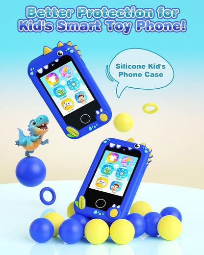 Kids Smart Phone Toy with Dual Cameras, Educational Games & MP3 Player – Blue Dinosaur