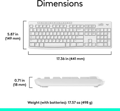Logitech MK270 Wireless Keyboard and Mouse Combo – 2.4GHz Wireless, Compact Mouse, Long Battery Life, Off White