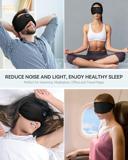 Bluetooth 5.2 Sleep Headphones, Breathable 3D Wireless Eye Mask, Earbuds for Side Sleepers, Office, Air Travel - Cool Tech Gadgets, Unique Gifts (Matte Black)