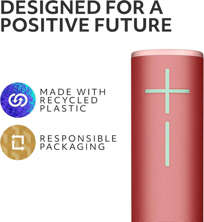 Ultimate Ears BOOM 4 Portable Waterproof Bluetooth Speaker – 360° Sound, 15-Hour Battery (Raspberry)