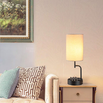 Bedside Table Lamp Set (2-Pack) with USB Ports & AC Outlet