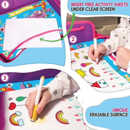 Toddler & Kids Travel Tray for Car Seats and Airplanes - Essential Lap Desk for Road Trips and Activities