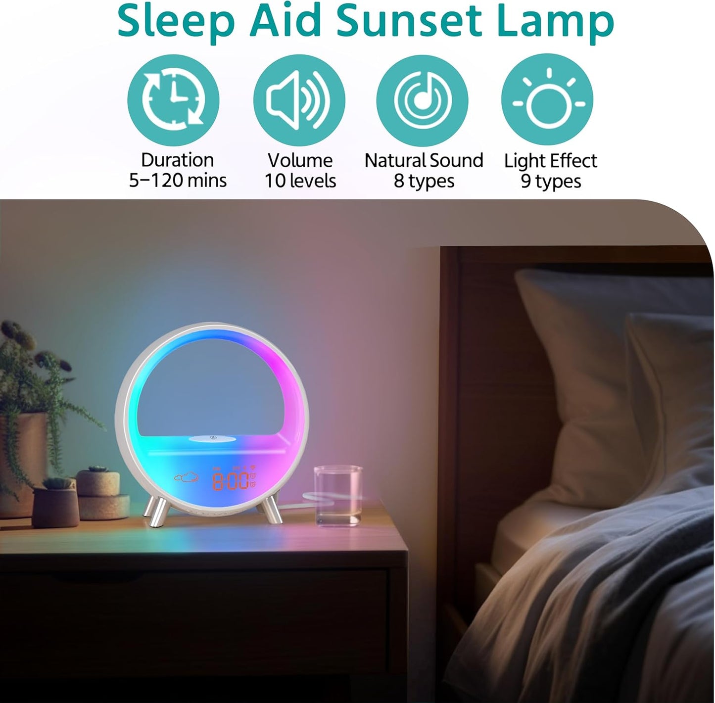 Sunrise Alarm Clock, Arches Wake Up Light - White Noise Machine, Bluetooth Speaker, Night Light - Alexa Compatible, Touch/Button/App Control