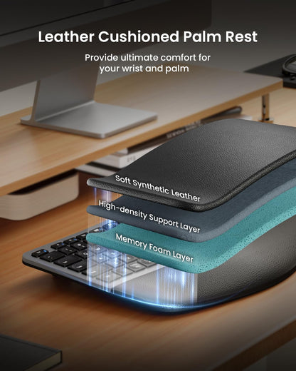 EK01 Plus Wireless Ergonomic Keyboard with Backlight, Split Design, Wrist Rest, USB-C Rechargeable, Multi-Device Bluetooth & USB