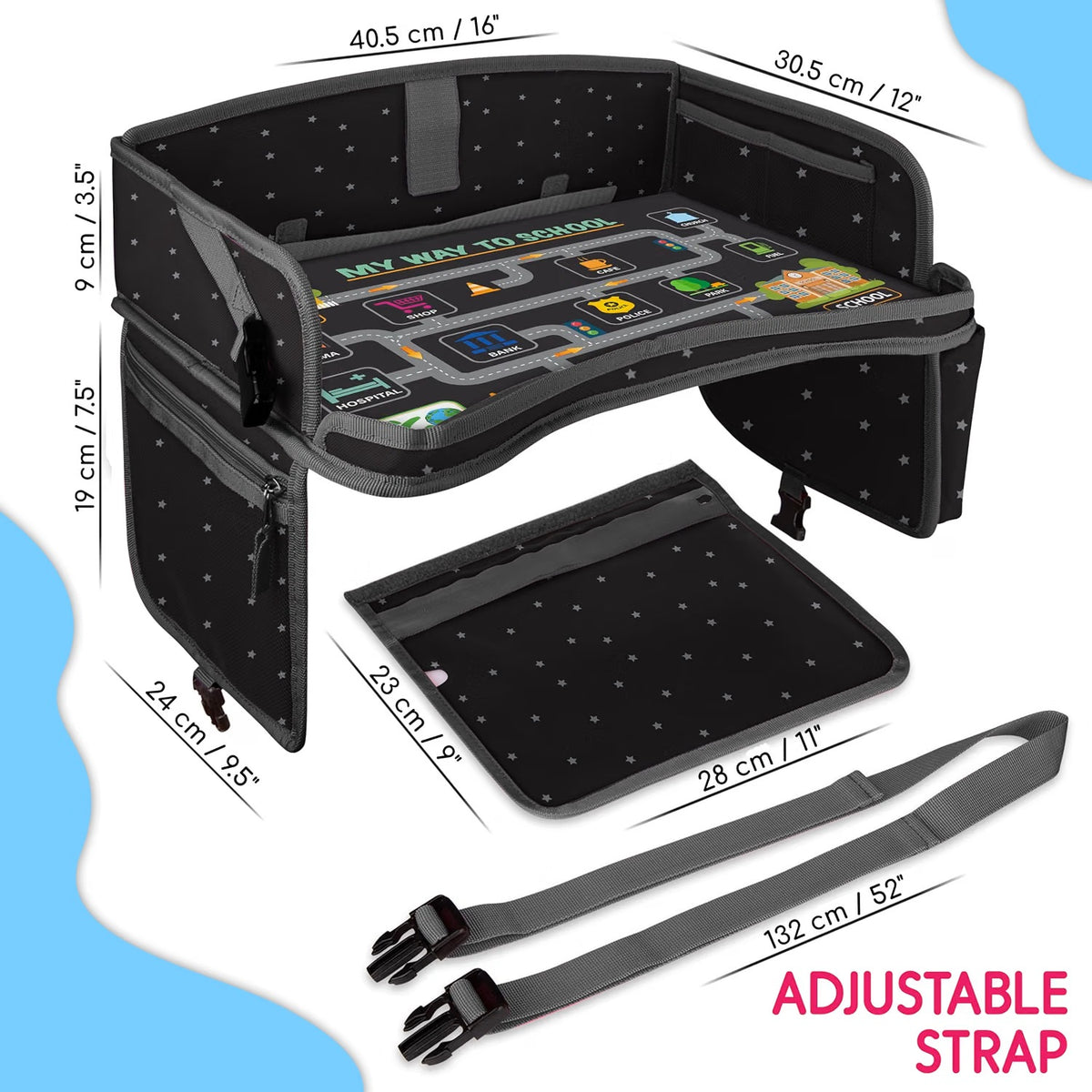 Toddler & Kids Travel Tray for Car Seats and Airplanes - Essential Lap Desk for Road Trips and Activities