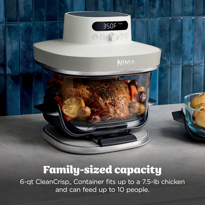 Ninja Crispi Pro 6-in-1 Glass Air Fryer with 6 qt and 2.5 qt Glass Containers 1800W Cooking System
