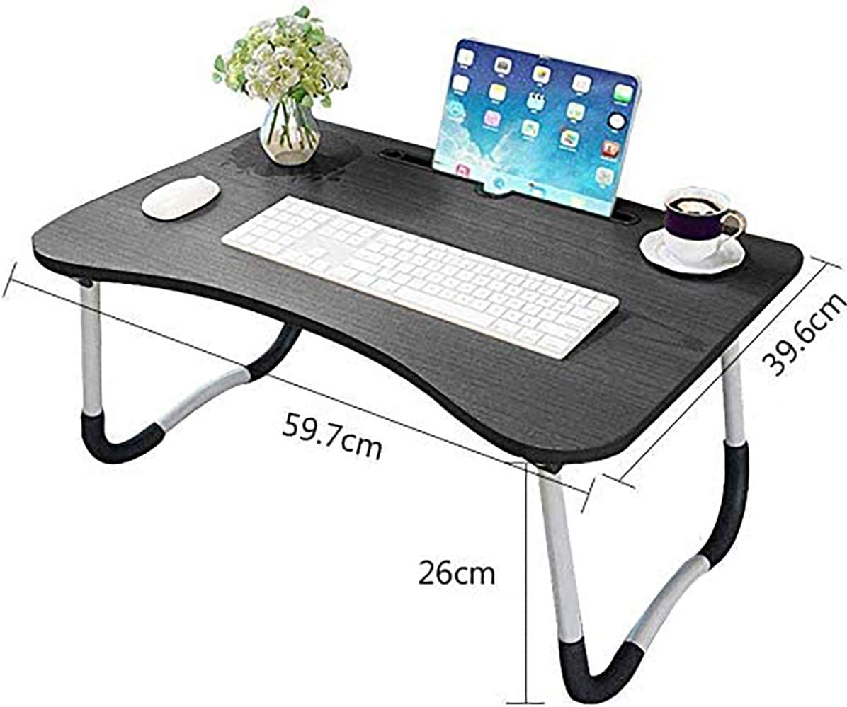 Foldable Laptop Table Bed Tray Desk – Portable Laptop Stand with Cup Holder & Tablet Slot for Bed, Sofa & Couch