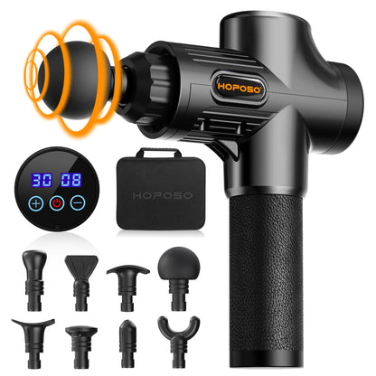 Massage Gun Powerful Portable Sports Massage Gun with 30 Speeds 8 Massager Heads, High Speed Quiet Motor Massager Gun, LCD Screen, Carry Case, Gift for Men Women