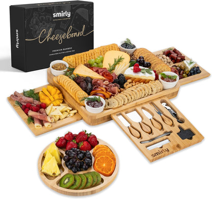 Charcuterie Board Gift Set: Large Bamboo Cheese Board - Unique Mother's Day, Housewarming, Wedding, Bridal Shower Present